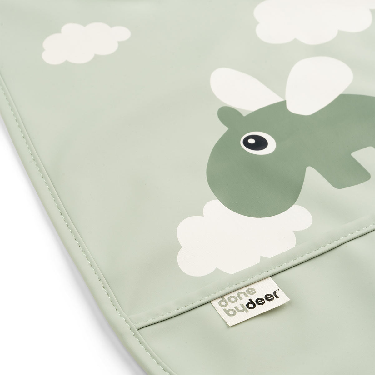 Bib w/velcro - Happy clouds - Green