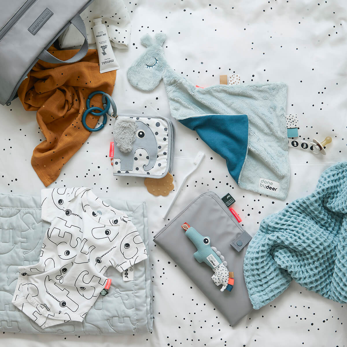Burp cloth 2-pack - Dreamy dots - Mustard