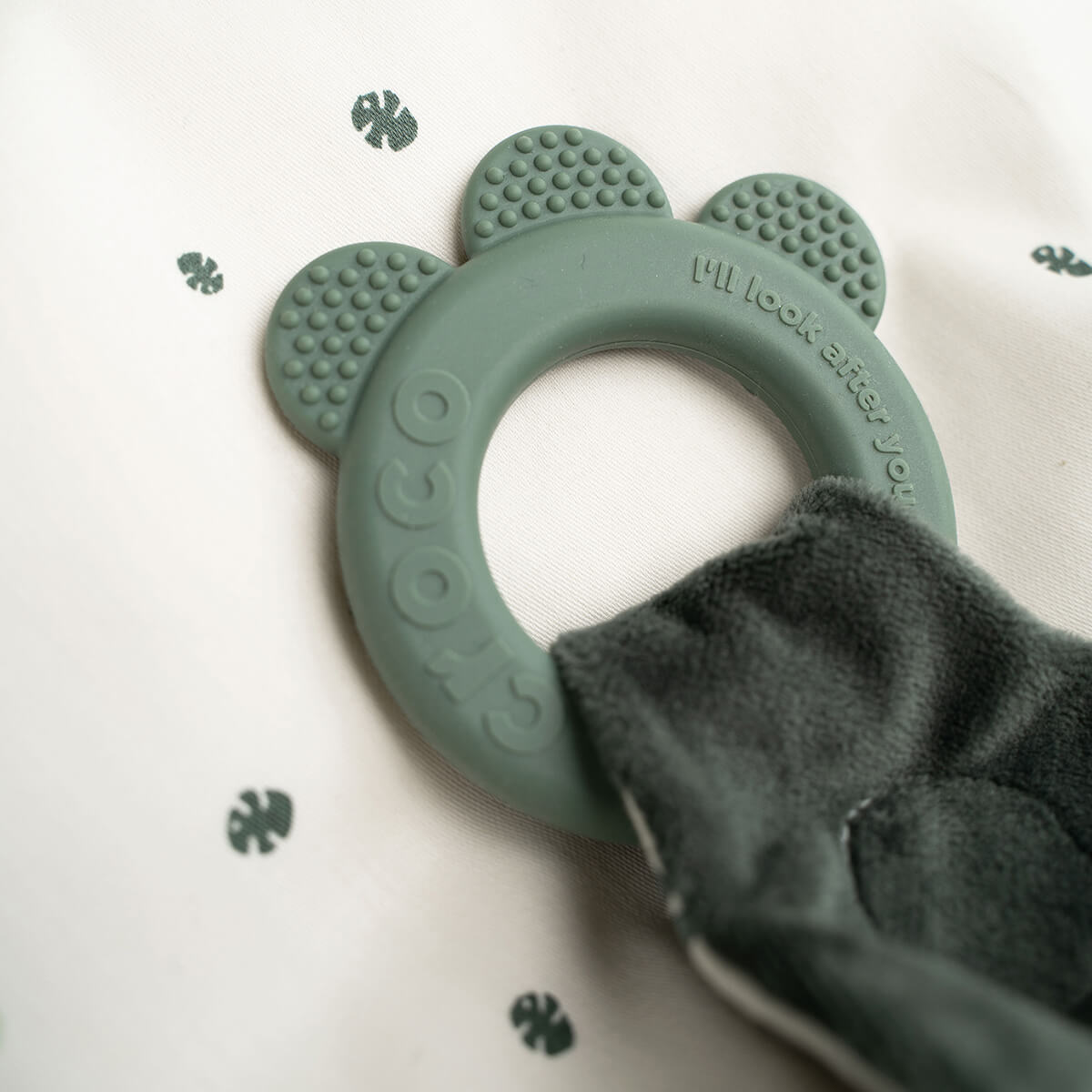 Doudou plat attache sucette - Croco - Vert