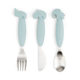 Easy-grip cutlery set - Deer friends - Blue - Front
