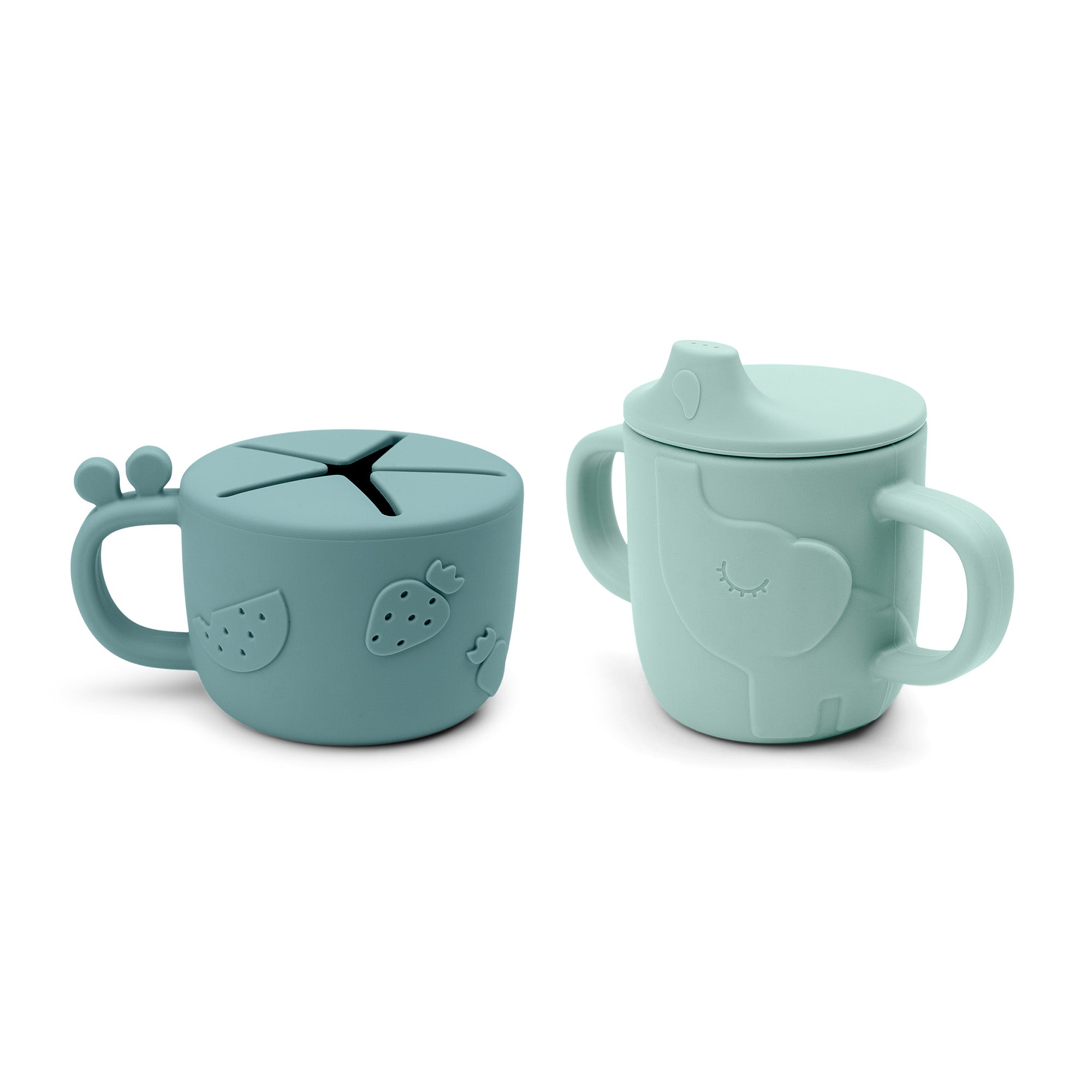 Peekaboo spout/snack cup set - Deer friends - Blue - Front