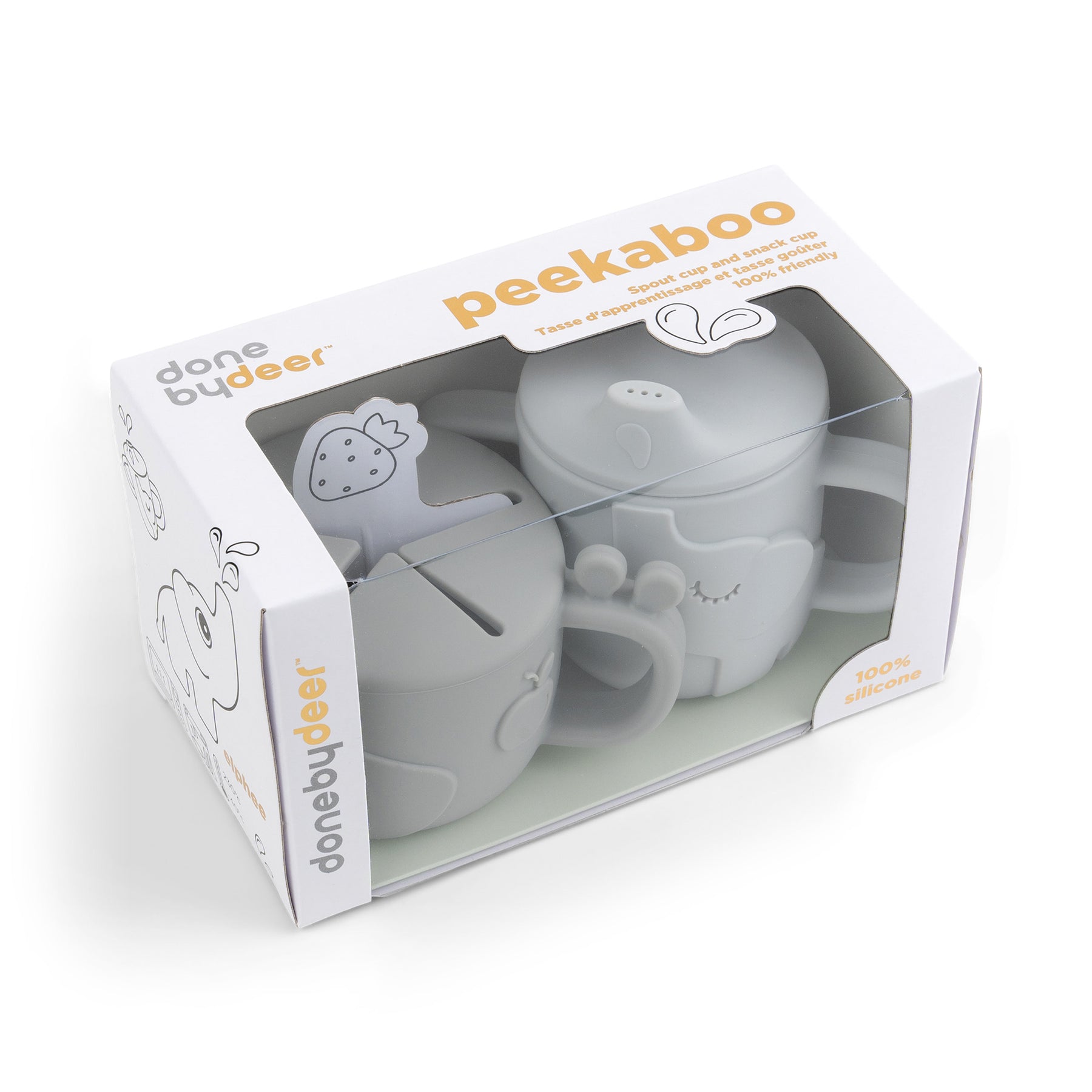 Peekaboo spout/snack cup set - Deer friends - Grey - Packaging