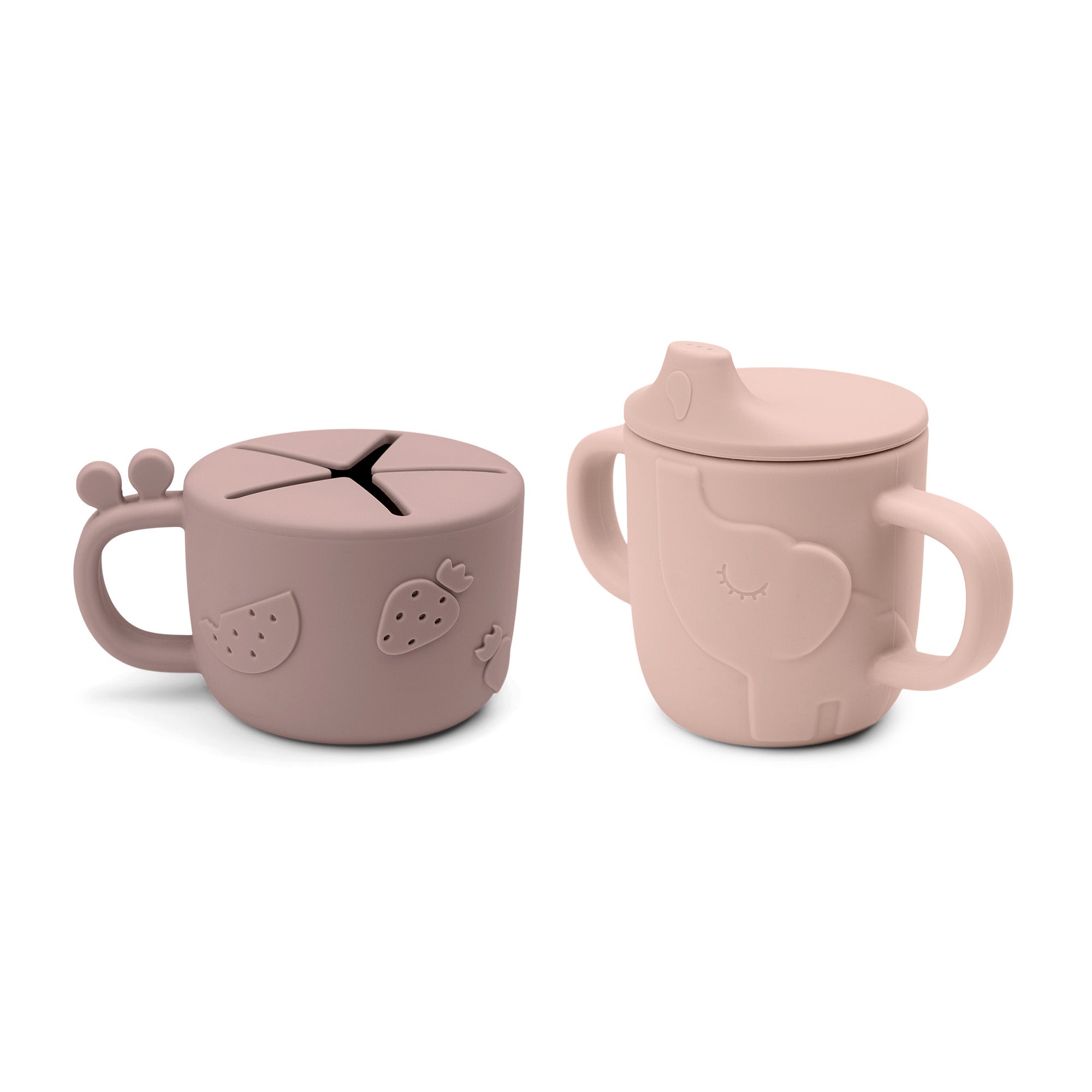 Peekaboo spout/snack cup set - Deer friends - Powder - Front