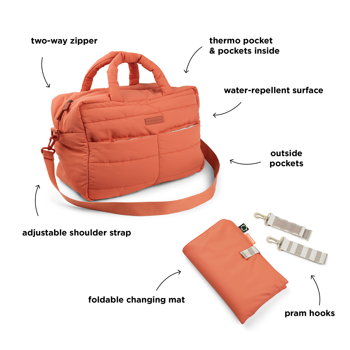 Quilted changing bag - Papaya