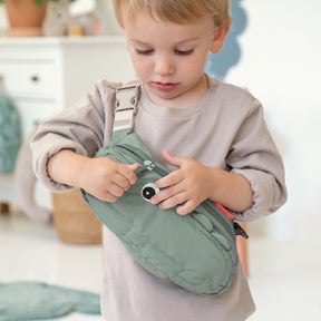 Quilted cross-over kids bag - Croco - Powder