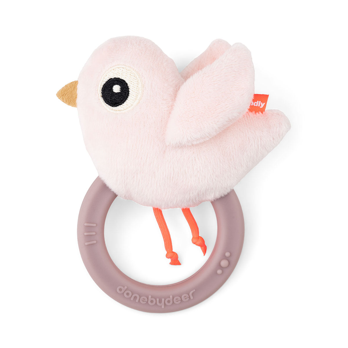 Hochet avec anneau de dentition - Birdee - Rose