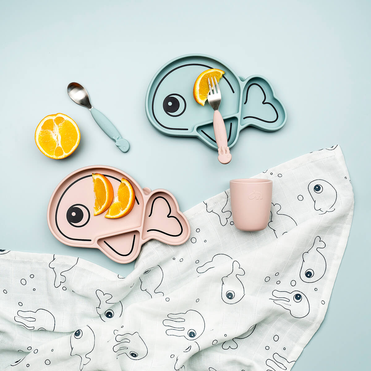 Assiette silicone avec ventouse - Wally - Bleu