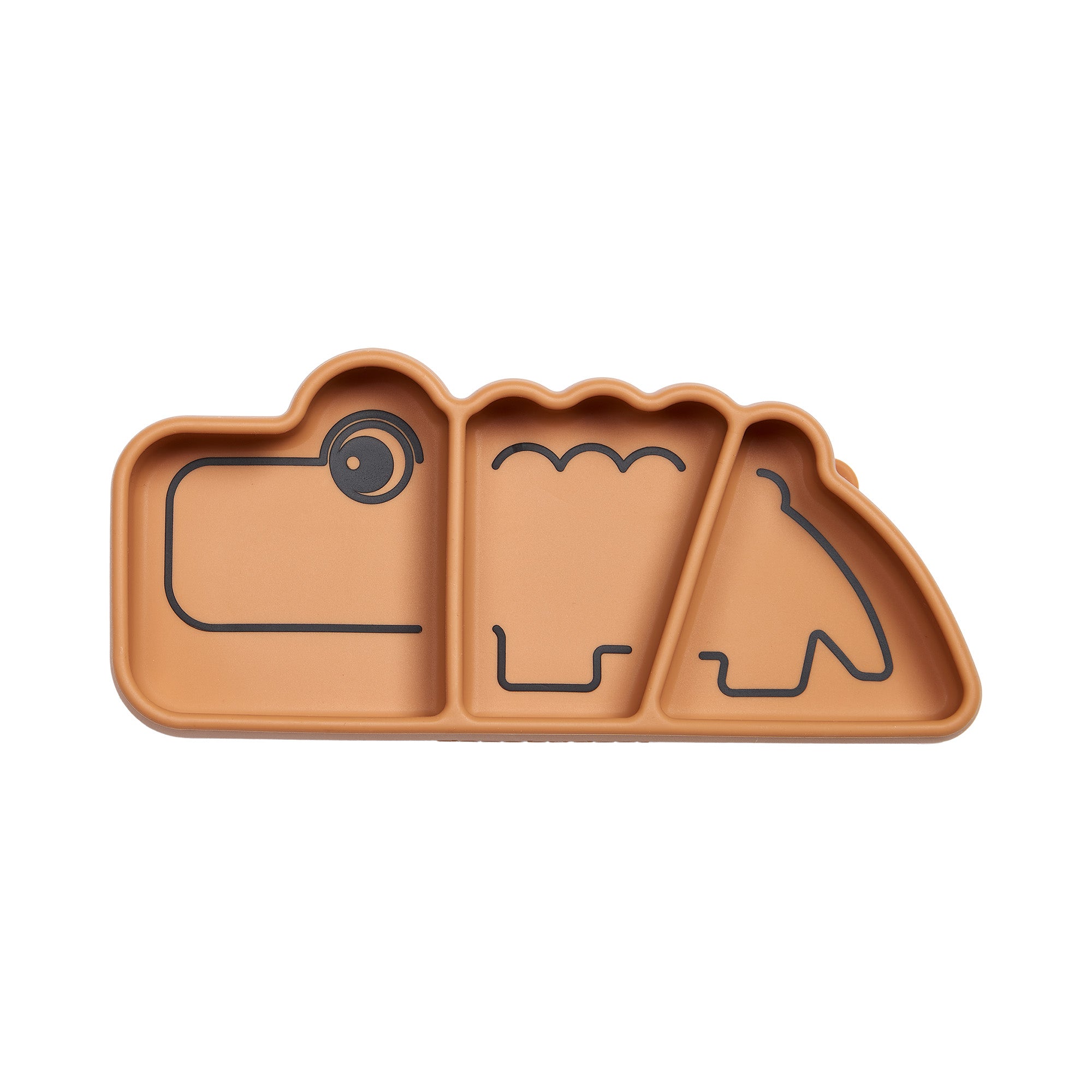 Silicone Stick & Stay snackplate - Croco - Mustard - Front