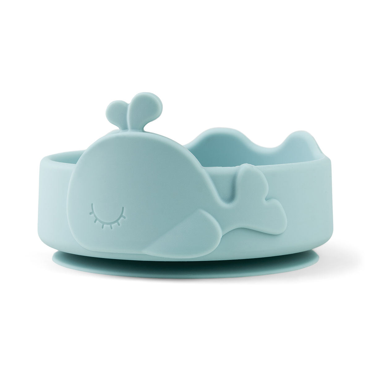 Silicone Stick&Stay bowl & baby spoon - Wally - Blue