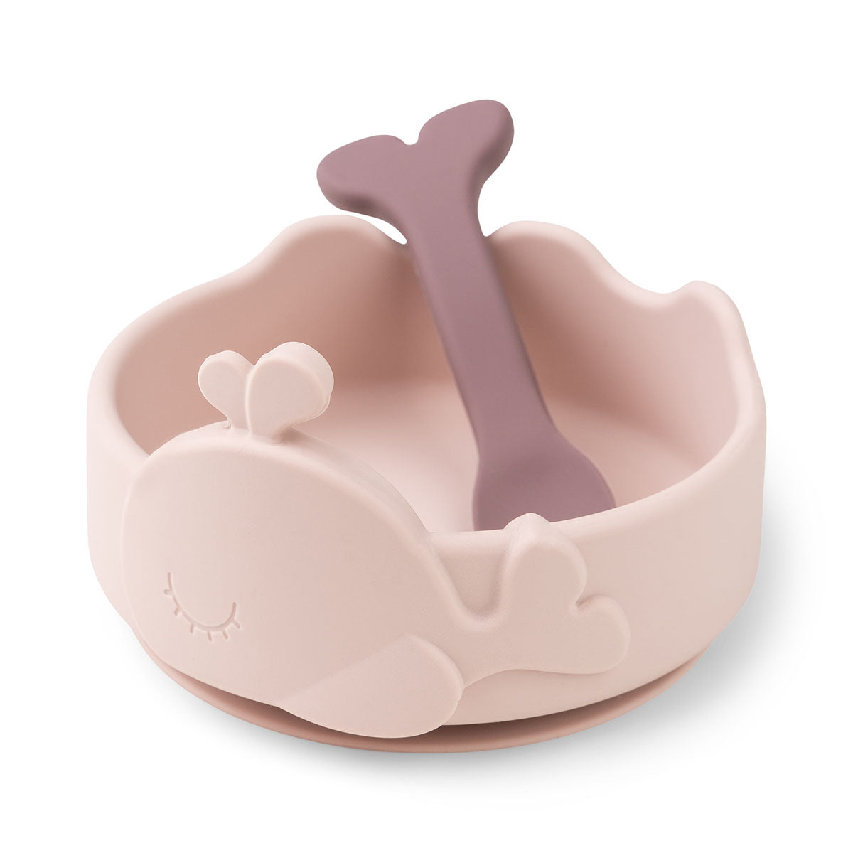 Silicone Stick&Stay bowl & baby spoon - Wally - Powder