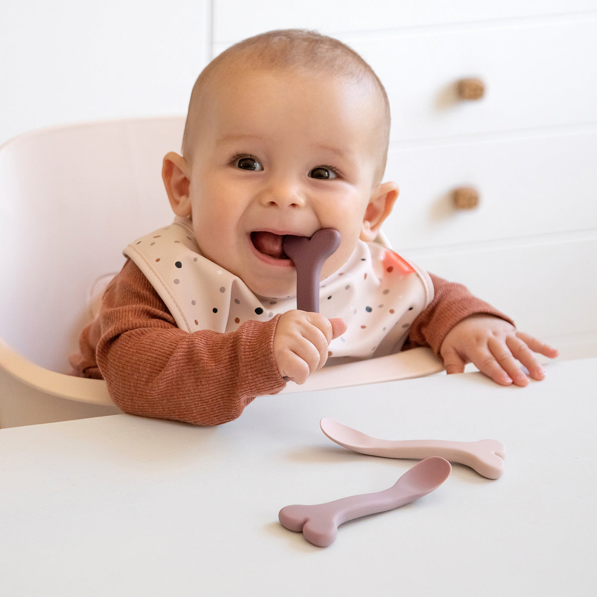 Cuillère bébé silicone lot de 3 - Wally - Rose