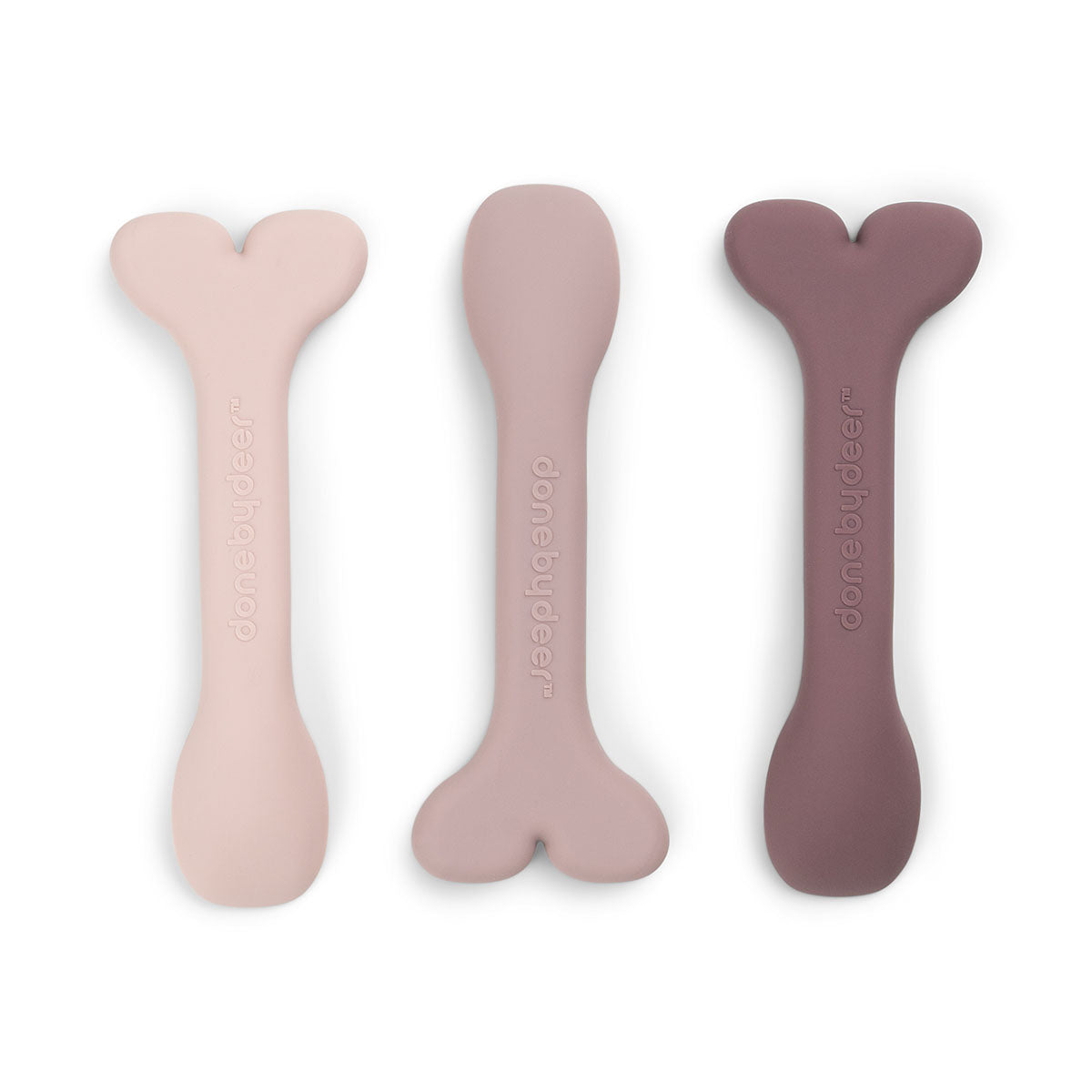 Cuillère bébé silicone lot de 3 - Wally - Rose