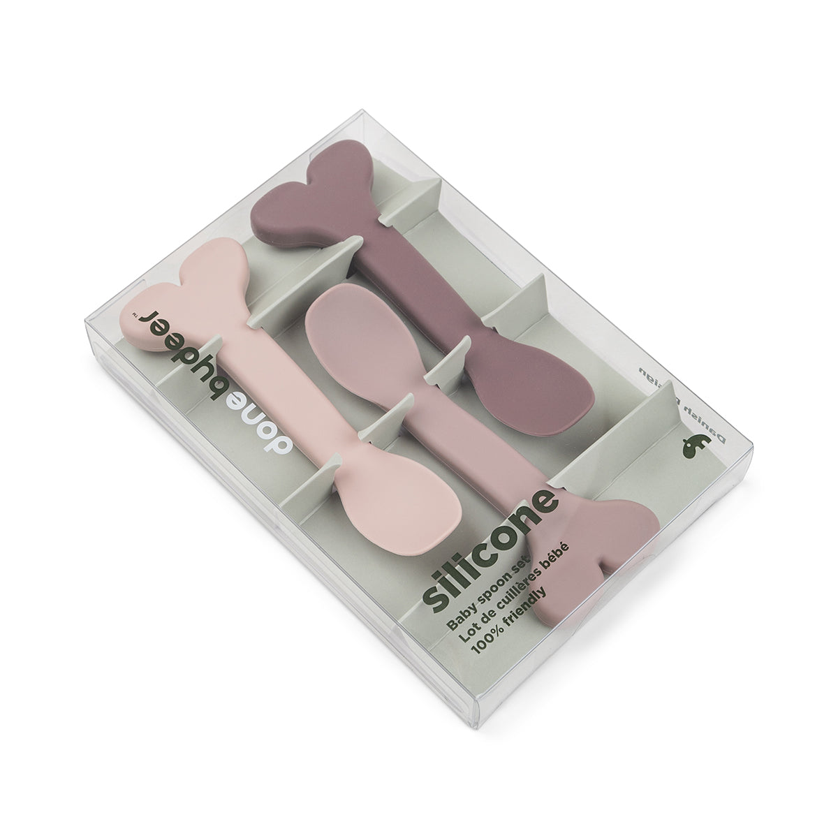 Cuillère bébé silicone lot de 3 - Wally - Rose