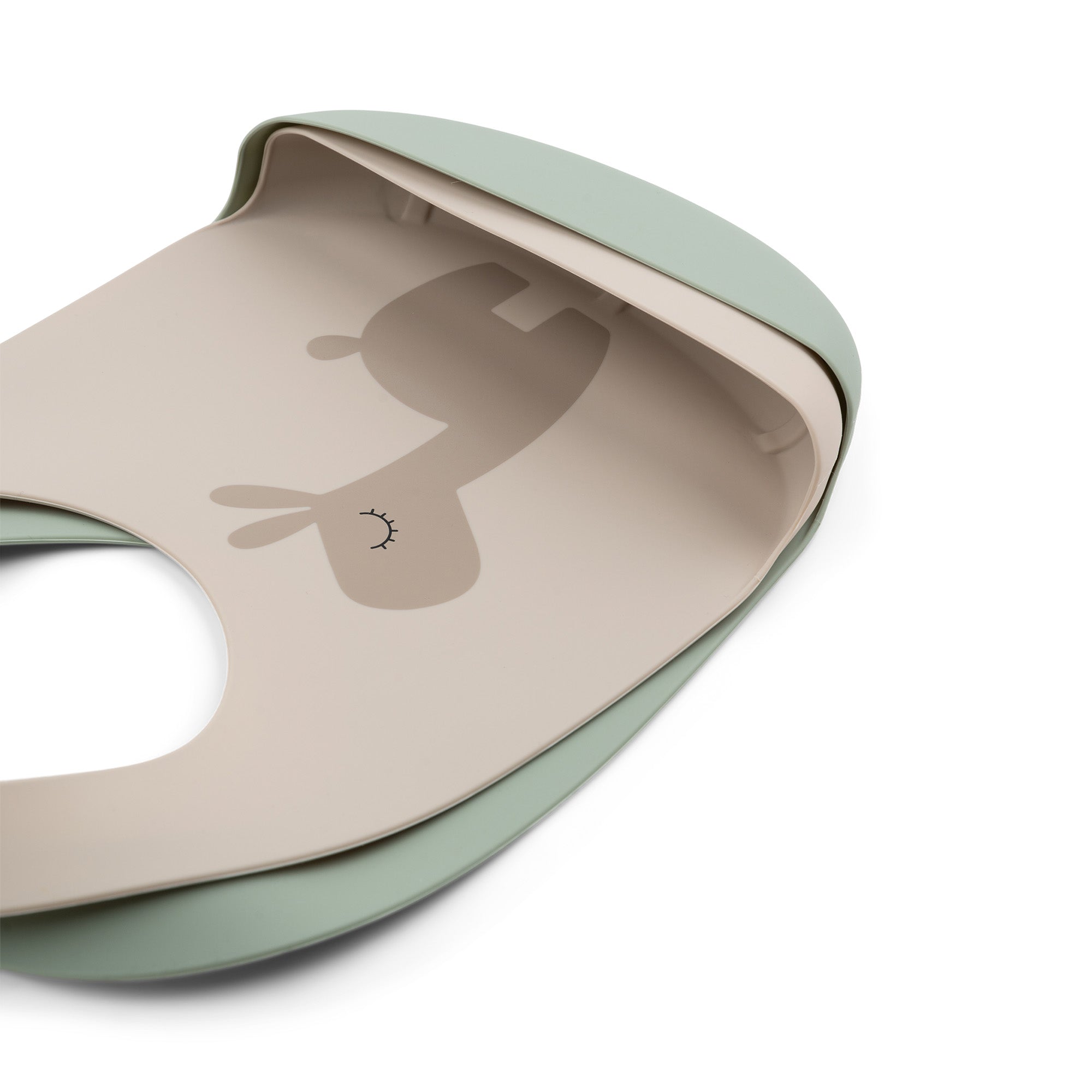 Silicone bib 2-pack - Lalee - Sand/Green - Detail