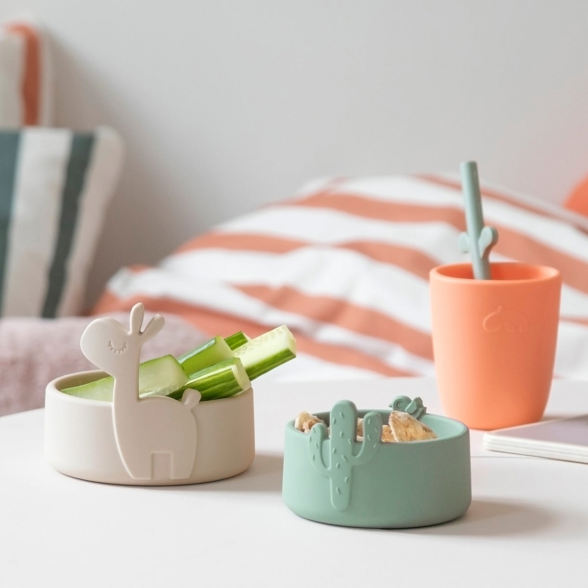 Silicone bowl set 2 pcs - Lalee - Sand/Green
