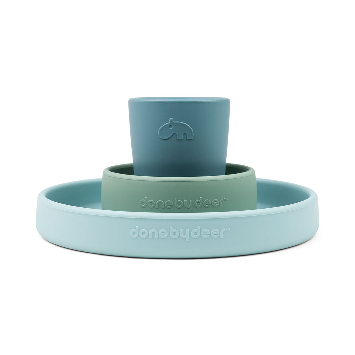 Silicone dinner set - Happy clouds - Blue