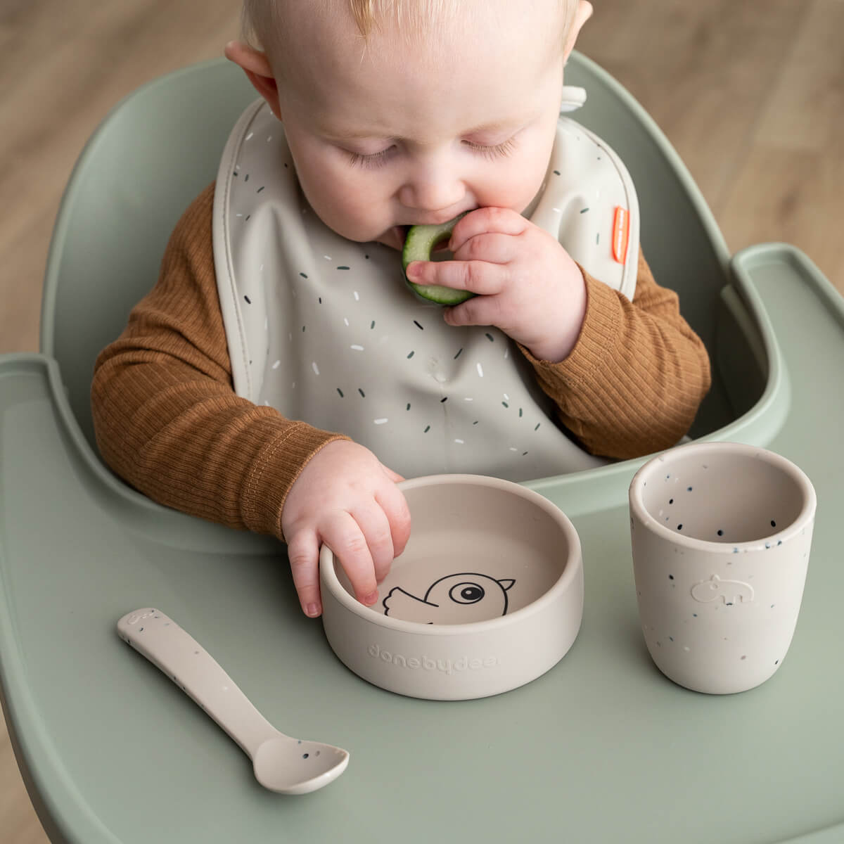 Coffret premier repas en silicone - Birdee - Sable