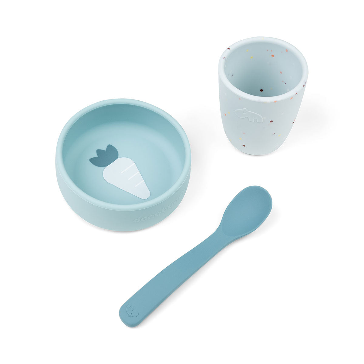 Coffret premier repas en silicone - Bleu