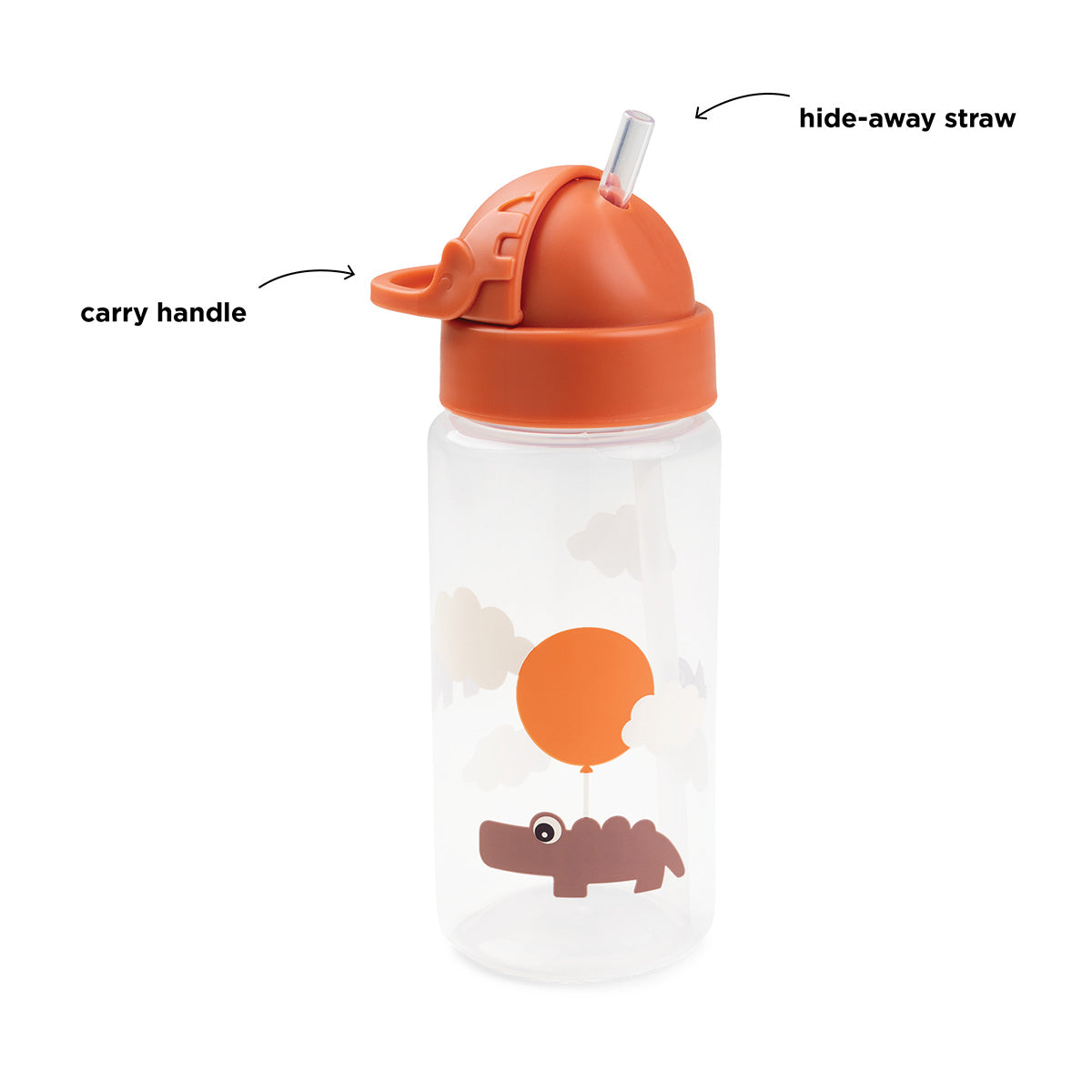 Drikkedunk m/ sugerør - Happy clouds - Papaya - 350 ml