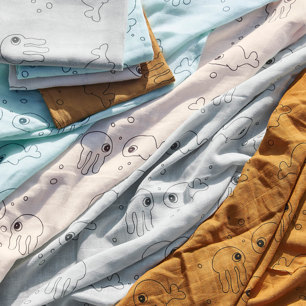 Swaddle 2-pack - Sea friends - Grey