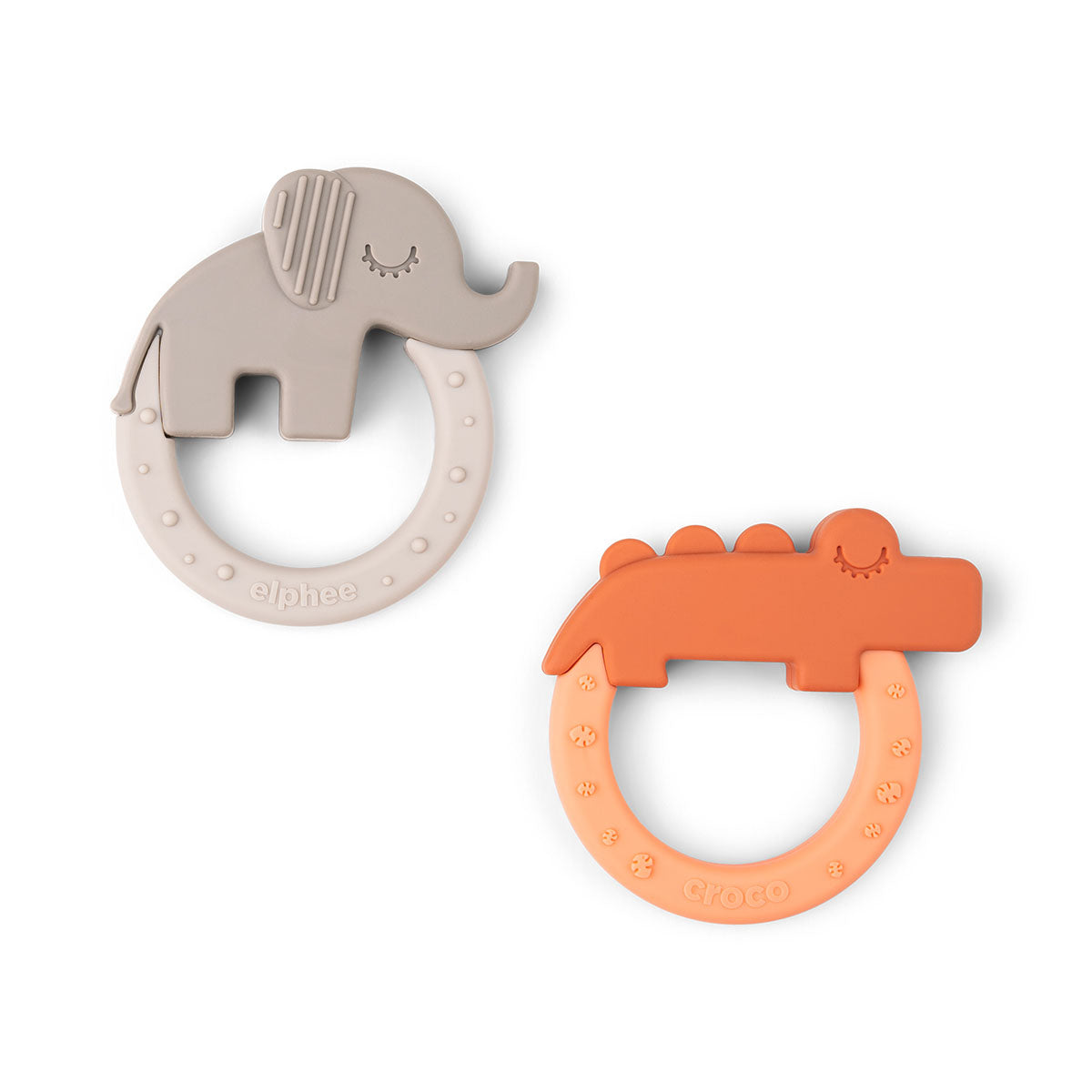 Teether 2-pack - Deer friends - Papaya/Sand