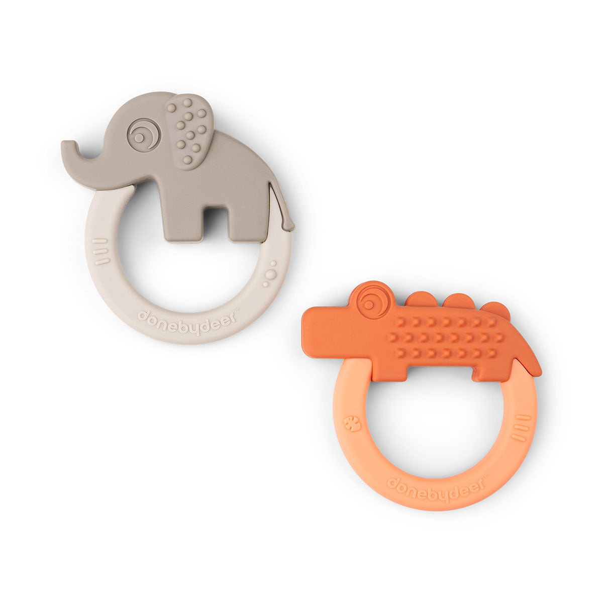 Teether 2-pack - Deer friends - Papaya/Sand