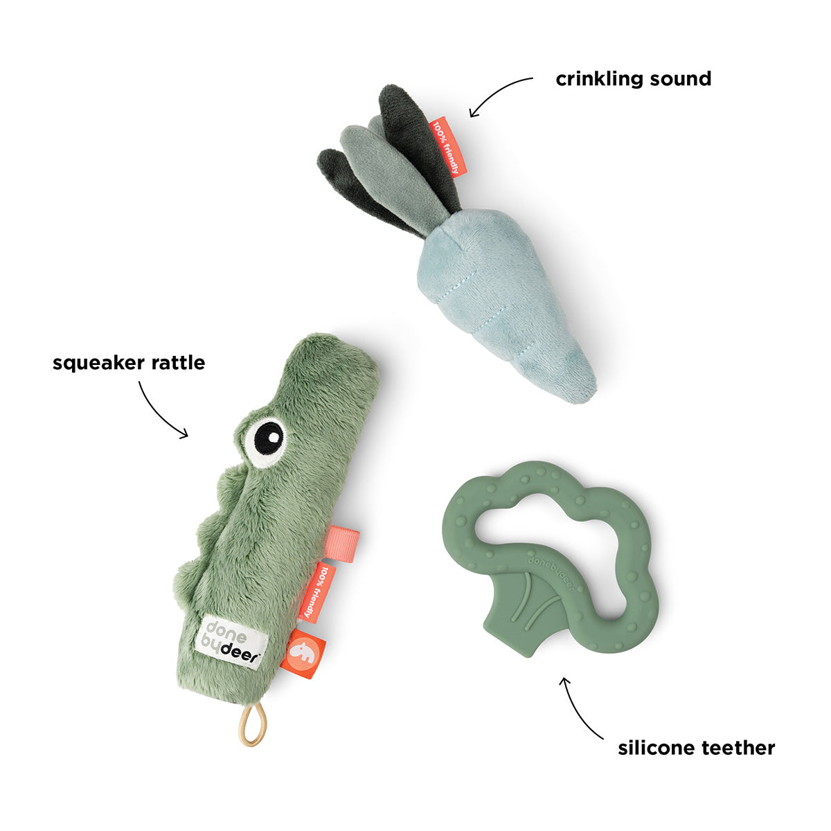 Sensorik-Spielset 3 Teile - Croco - Grün