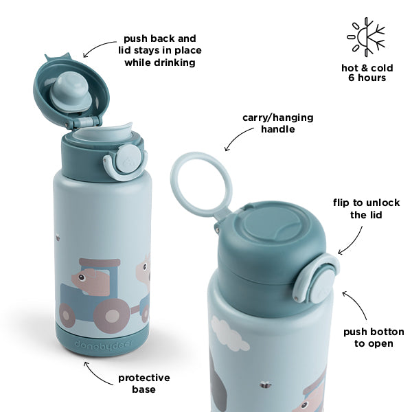 Thermoflasche Tiny farm Blau 340 ml