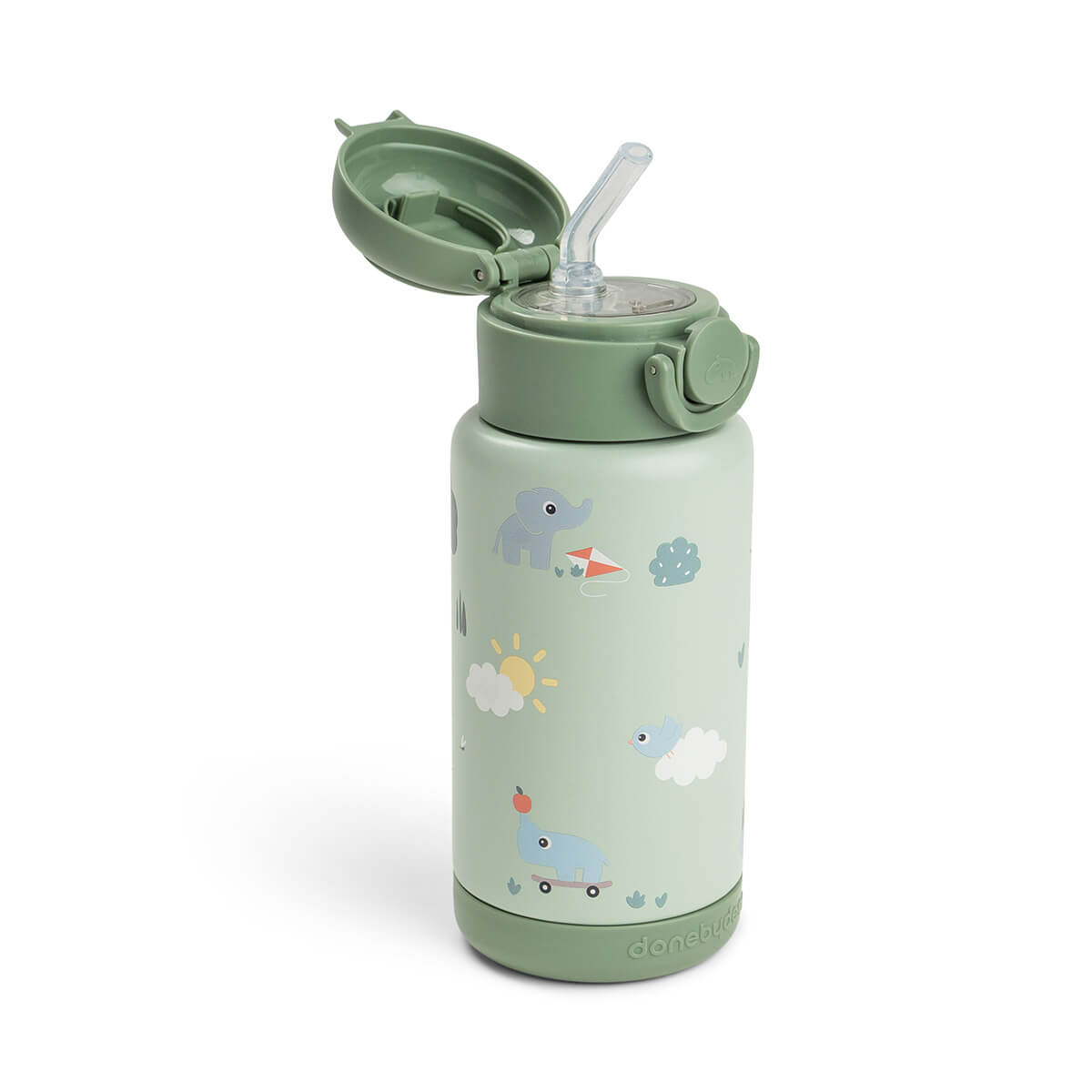 Trinkflasche mit Strohhalm - Playground - Grün