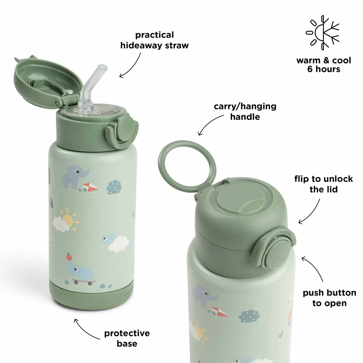 Insulated straw bottle - Playground - Green - 340 ml
