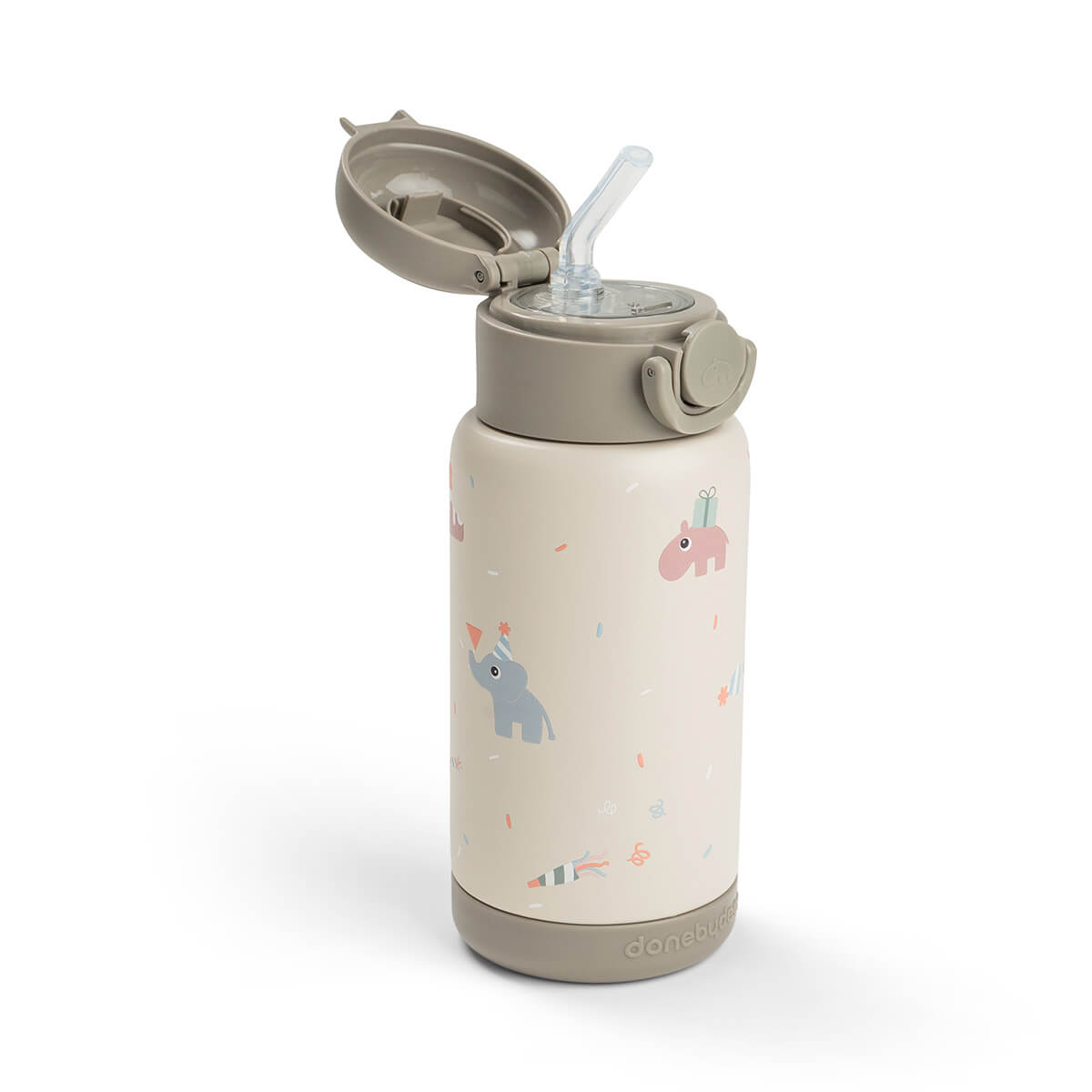 Trinkflasche mit Strohhalm - Celebration - Sand