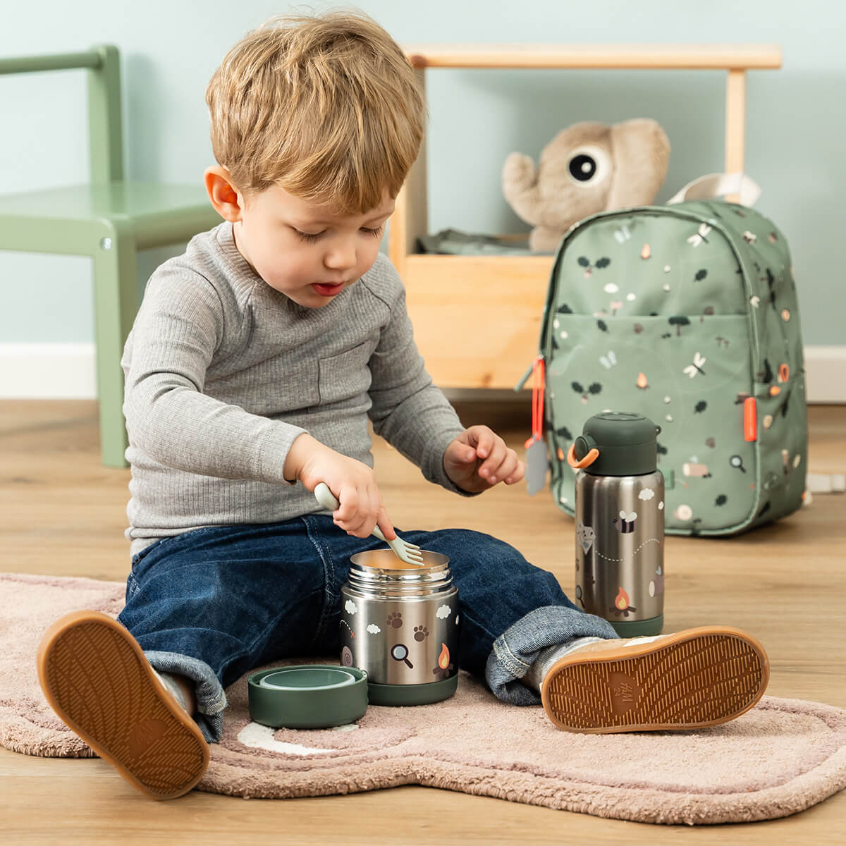 Insulated straw bottle - Tiny trails - Green - 340 ml