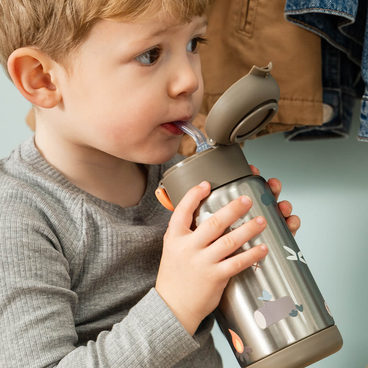 Insulated straw bottle - Tiny trails - Sand - 340 ml