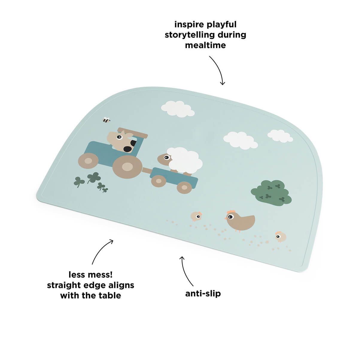 Silicone placemat - Tiny farm - Blue
