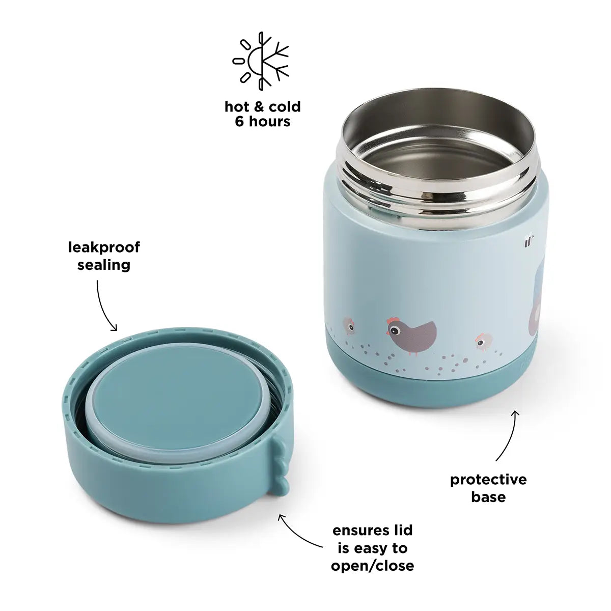 Boîte repas isotherme Tiny farm Bleu 300 ml