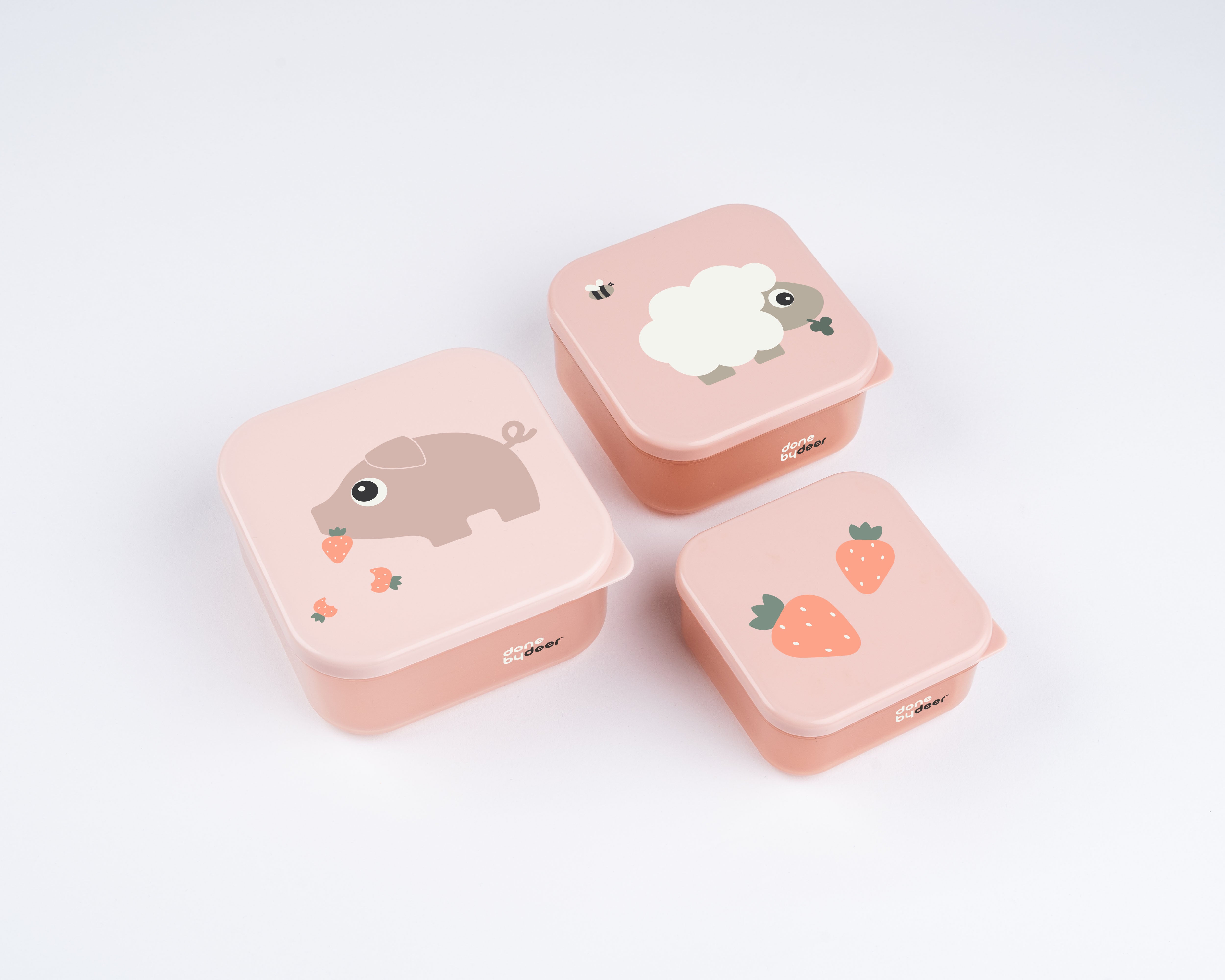 Boîte à goûter lot de 3 - Tiny farm - Rose