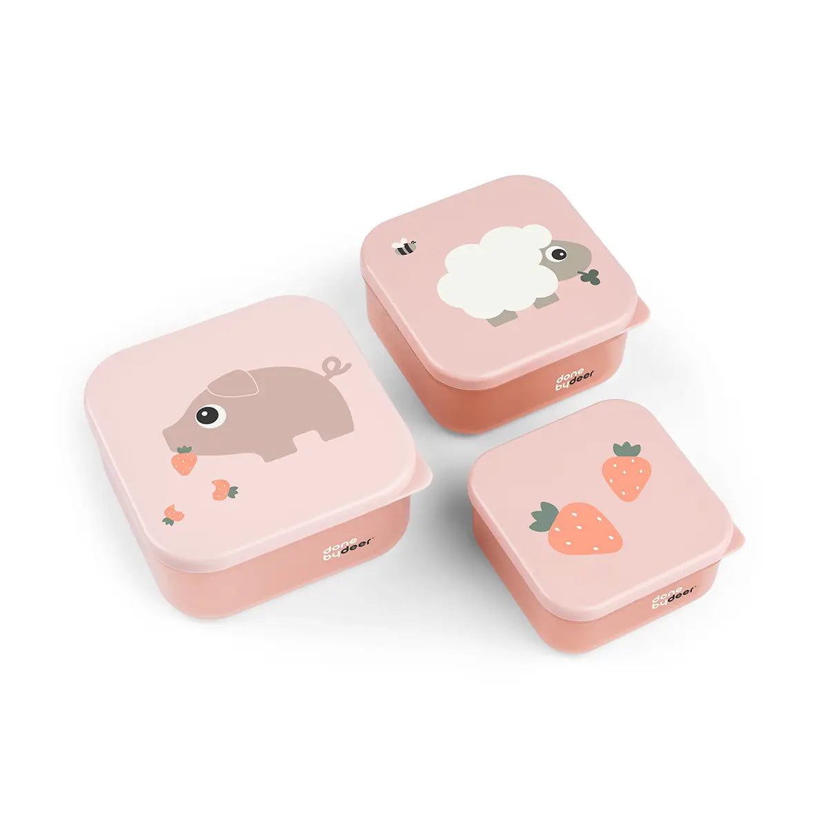 Boîte à goûter lot de 3 - Tiny farm - Rose