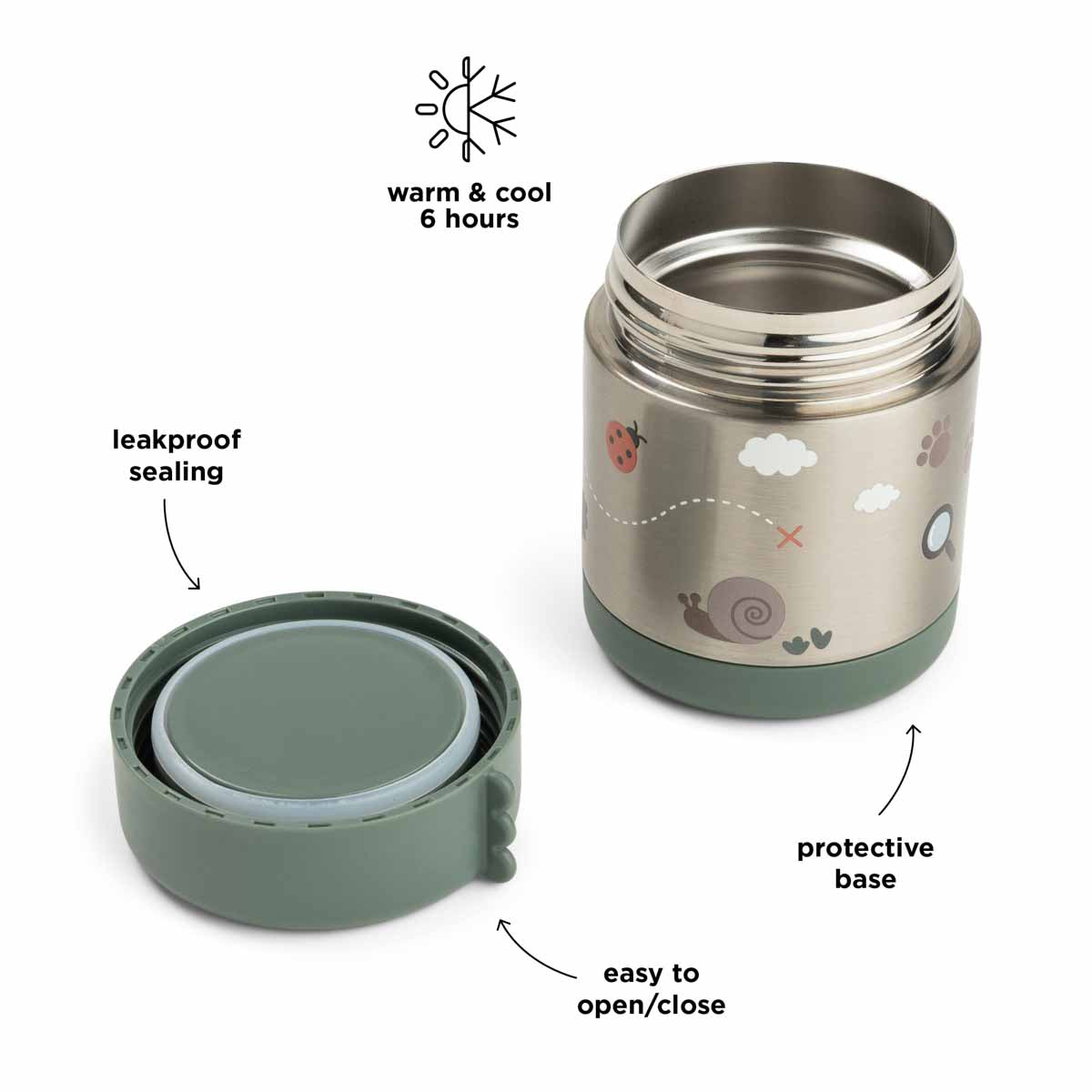 Insulated food jar - Tiny trails - Green - 300 ml