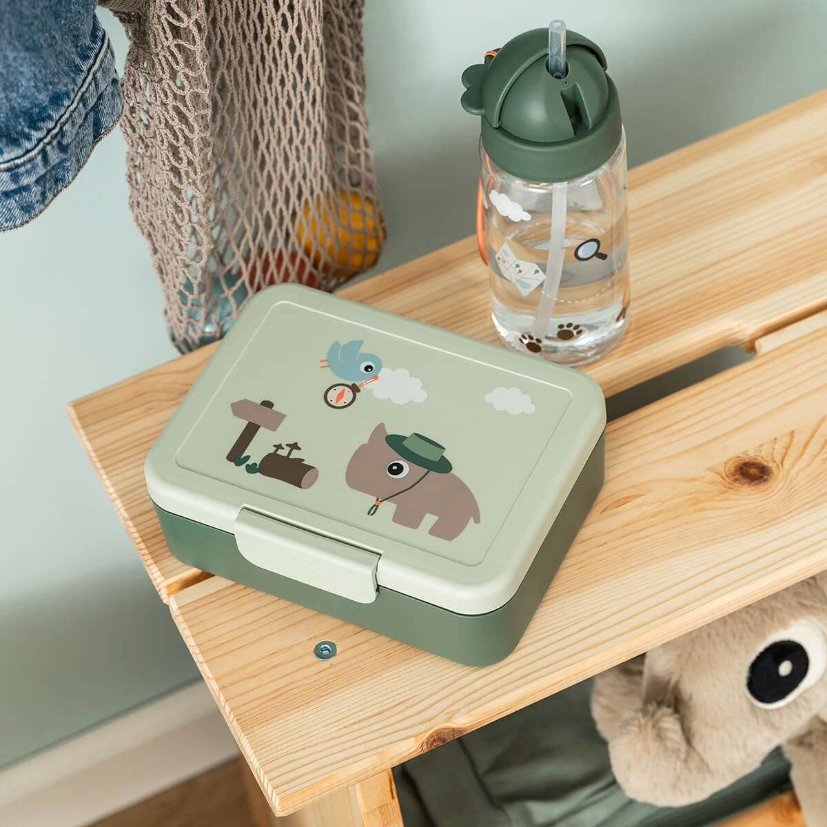 Lunch box w/divider - Tiny trails - Green