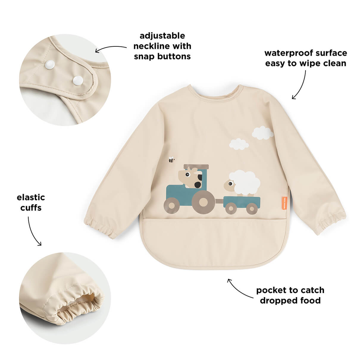 Taschenlätzchen mit Ärmeln - Tiny farm - Sand