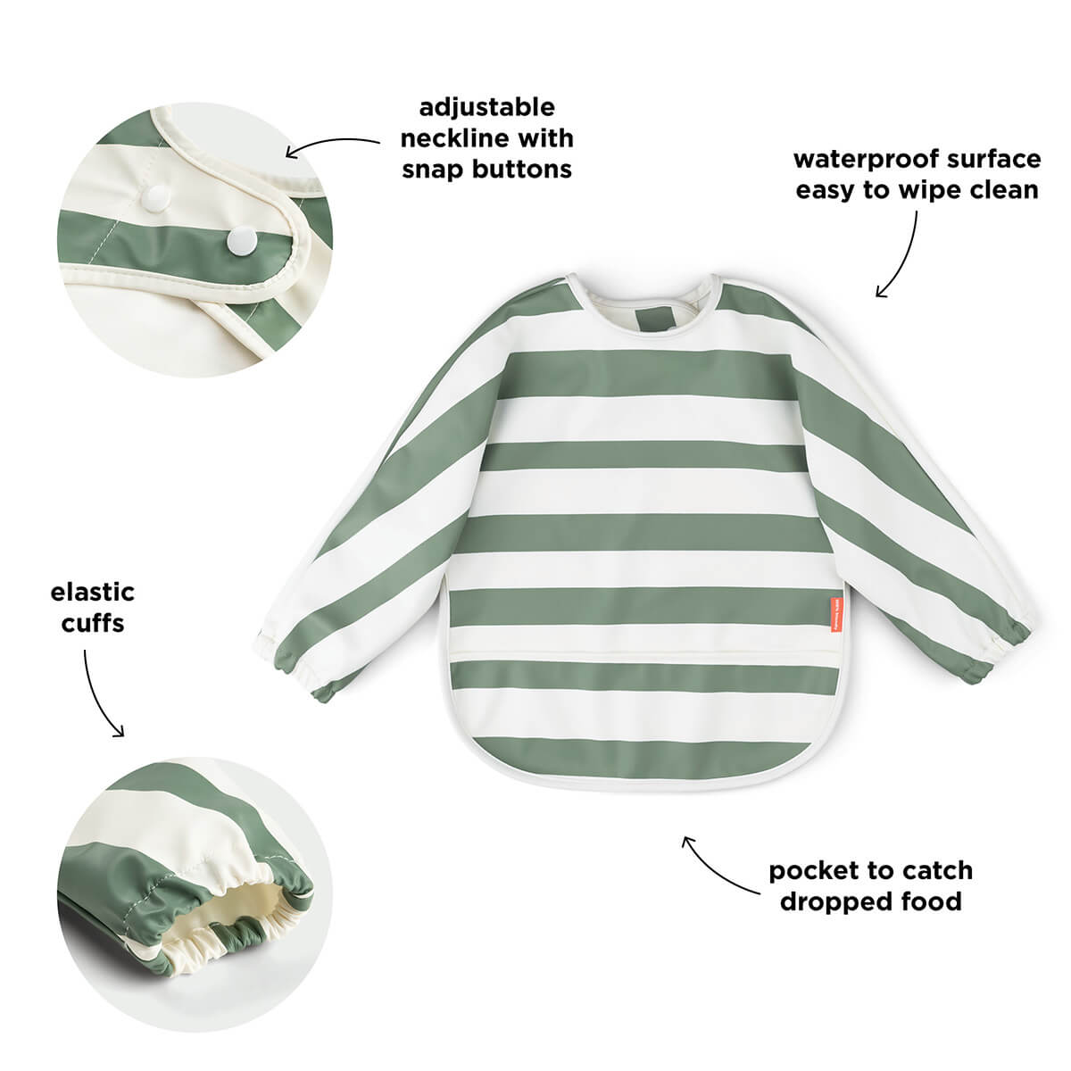 Taschenlätzchen mit Ärmeln - Streifen - Grün