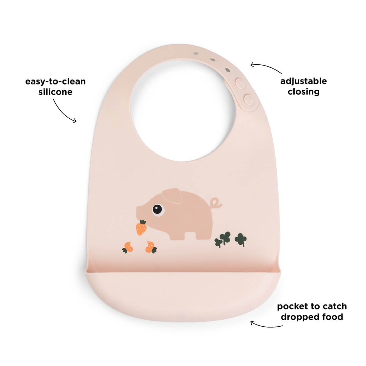 Silicone bib 2-pack - Tiny farm - Powder
