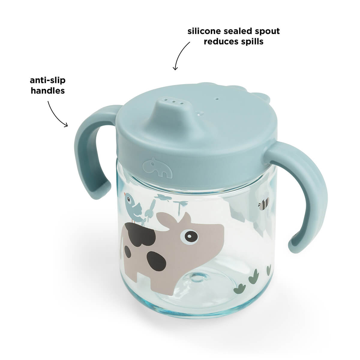 Learning spout cup 2-handle - Tiny farm - Blue