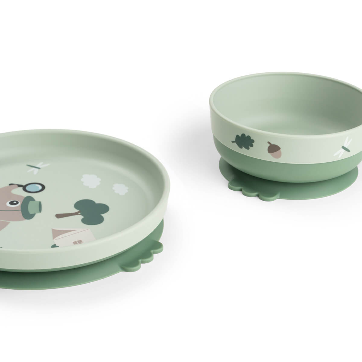 Foodie dinner set w/360° cup - Tiny trails - Green