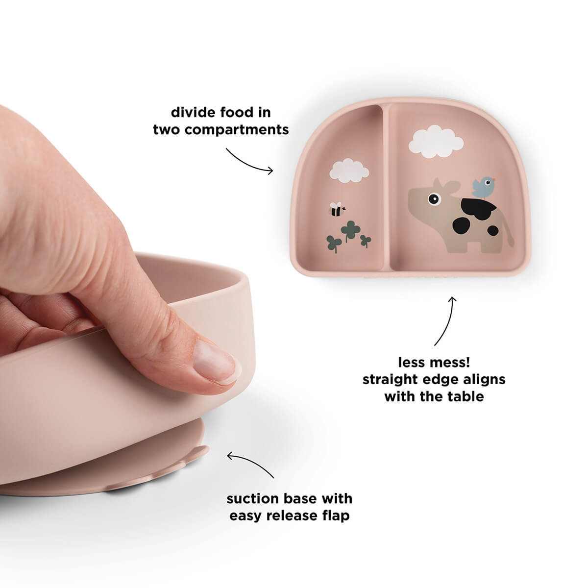 Stick&Stay compartment bowl - Tiny farm - Powder