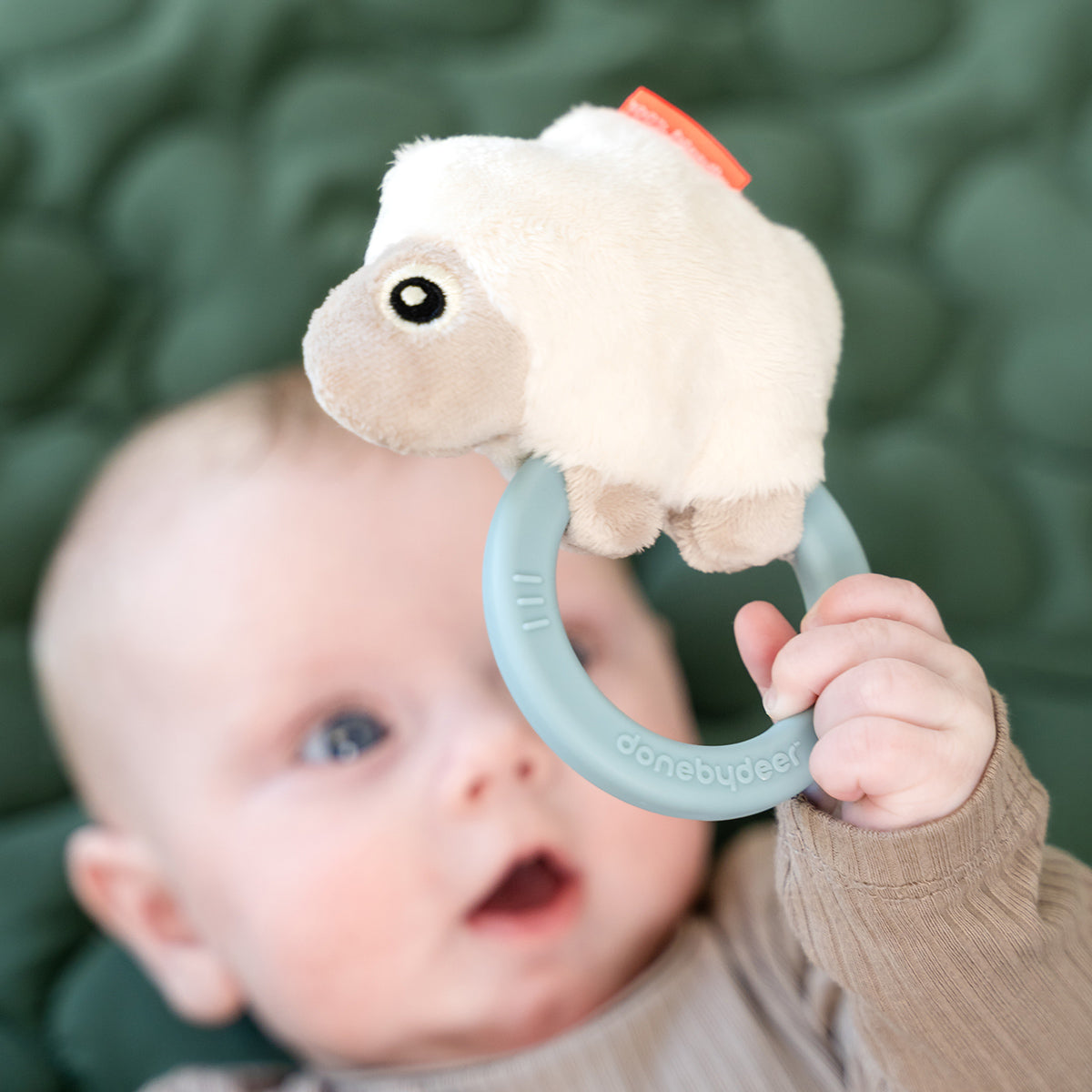 Sensory rattle w/teether - Sheepy - Blue