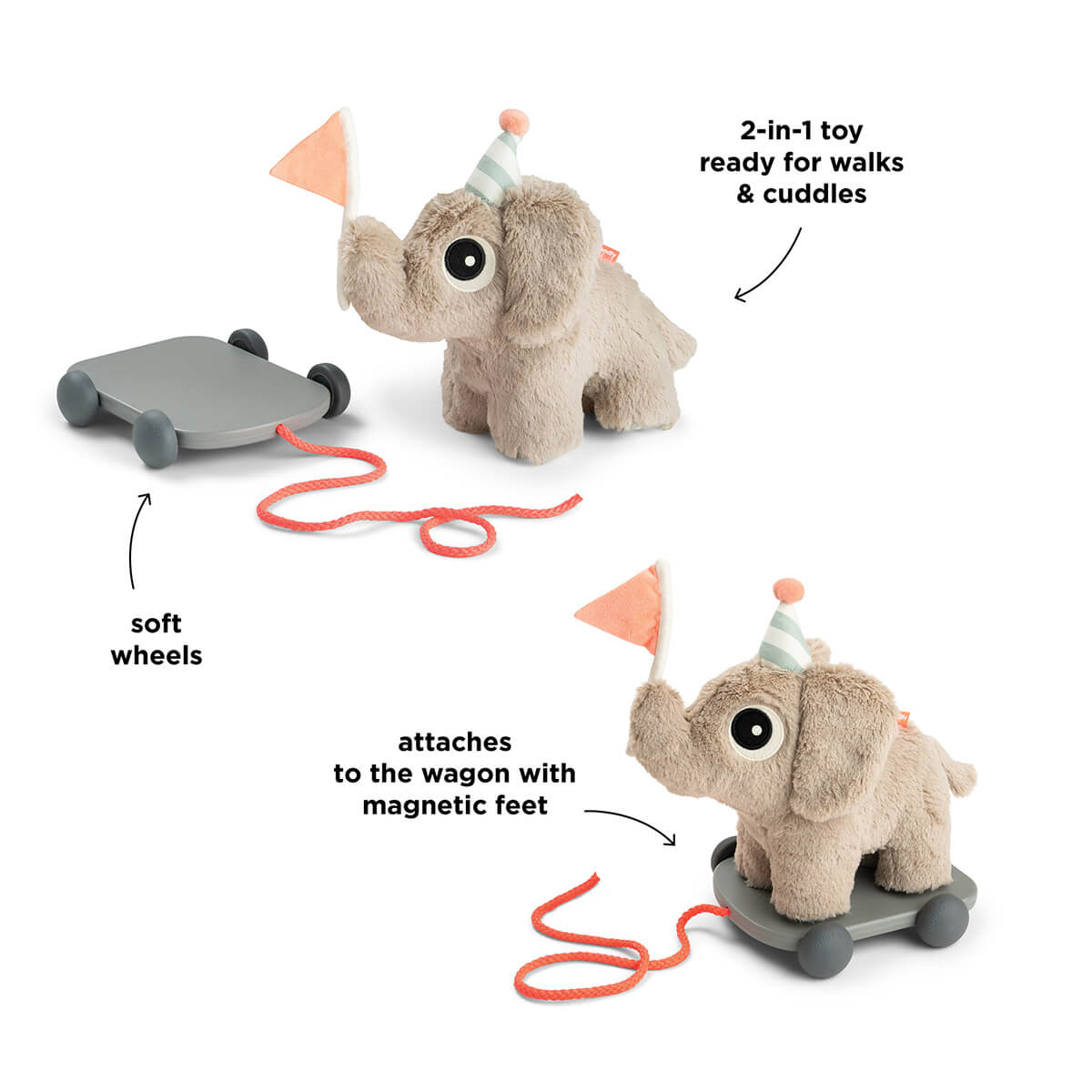 Pull along 2-in-1 toy - Elphee - Sand