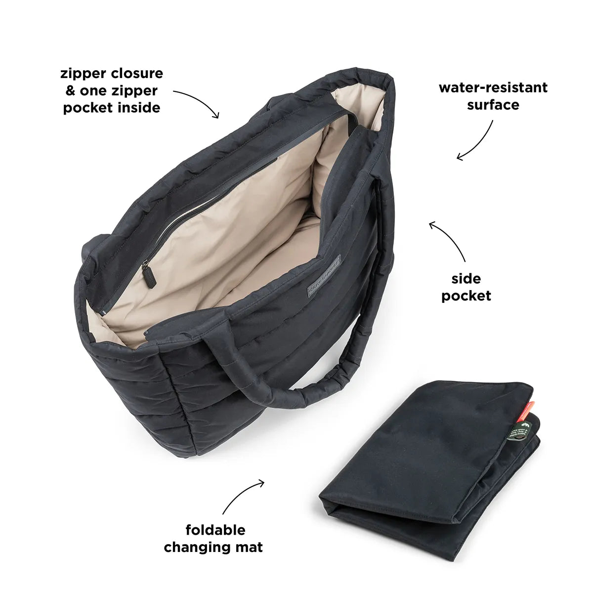 Bolso tote acolchado - Negro