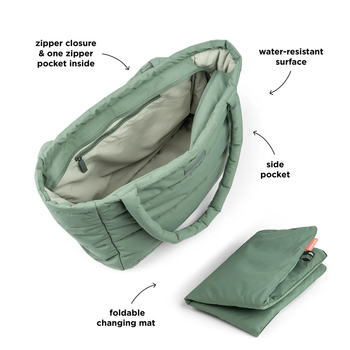 Gesteppte Wickeltasche Tote Bag - Grün