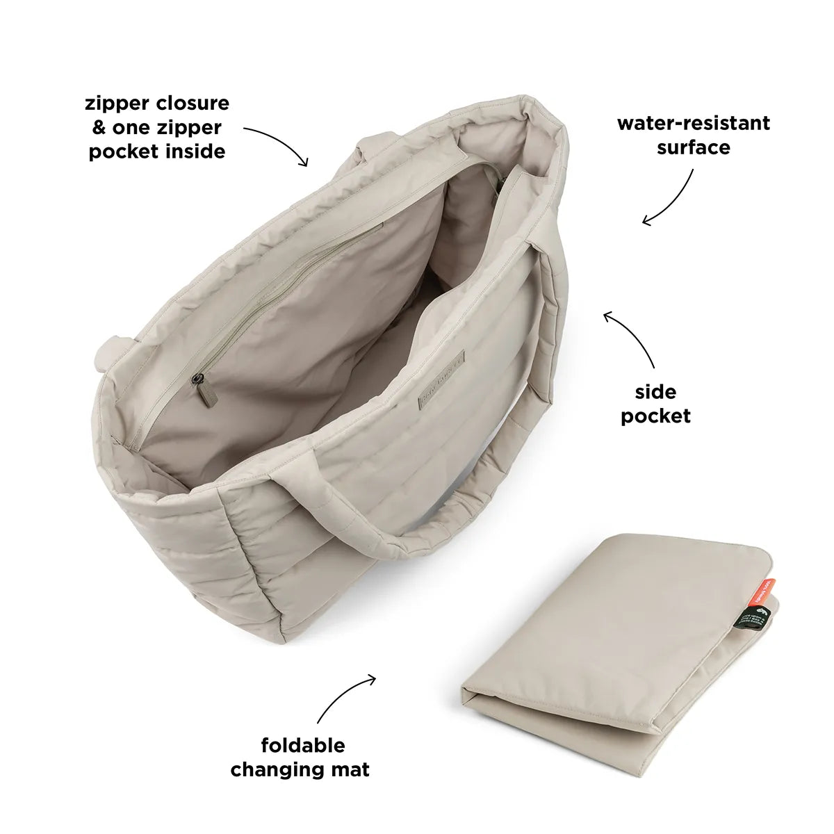Quiltet pusle tote bag - Sand
